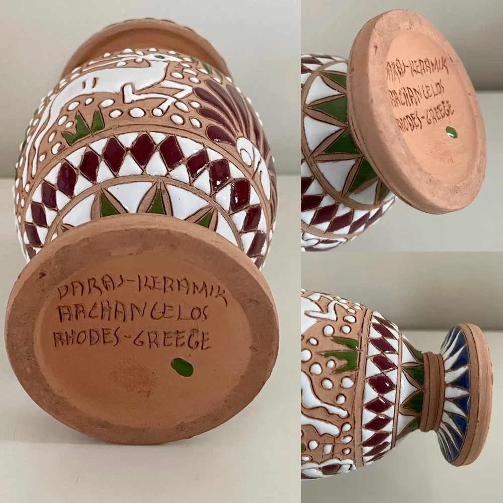 Handcrafted Greek Mythology Multicolor Pottery Home Decor Vase